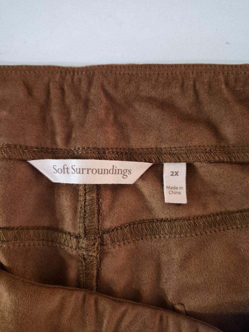 SOFT SURROUNDINGS Brown Faux Suede Casual Career Pull-On Pants; Size 2X - Picture 3 of 4